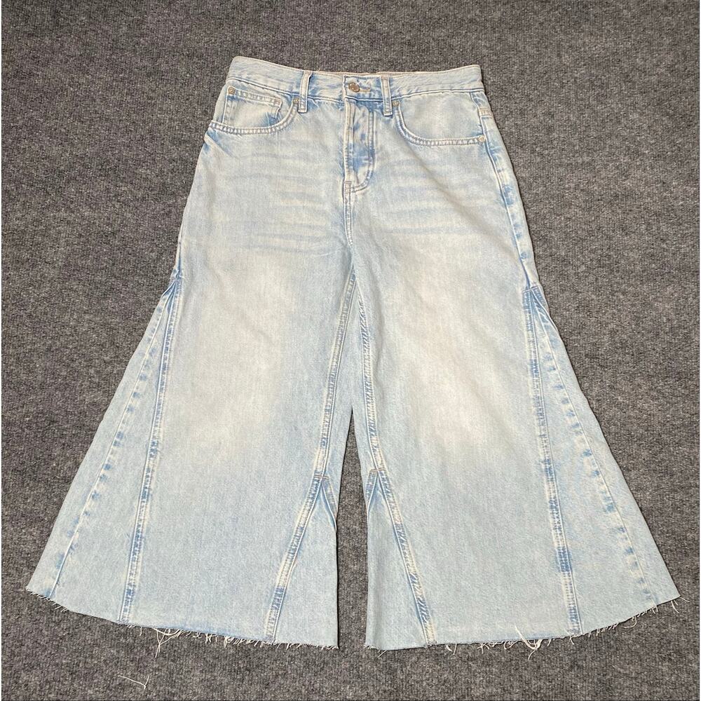 Free People We The Free Ripple Wide Leg Crop Jeans Light Wash-26